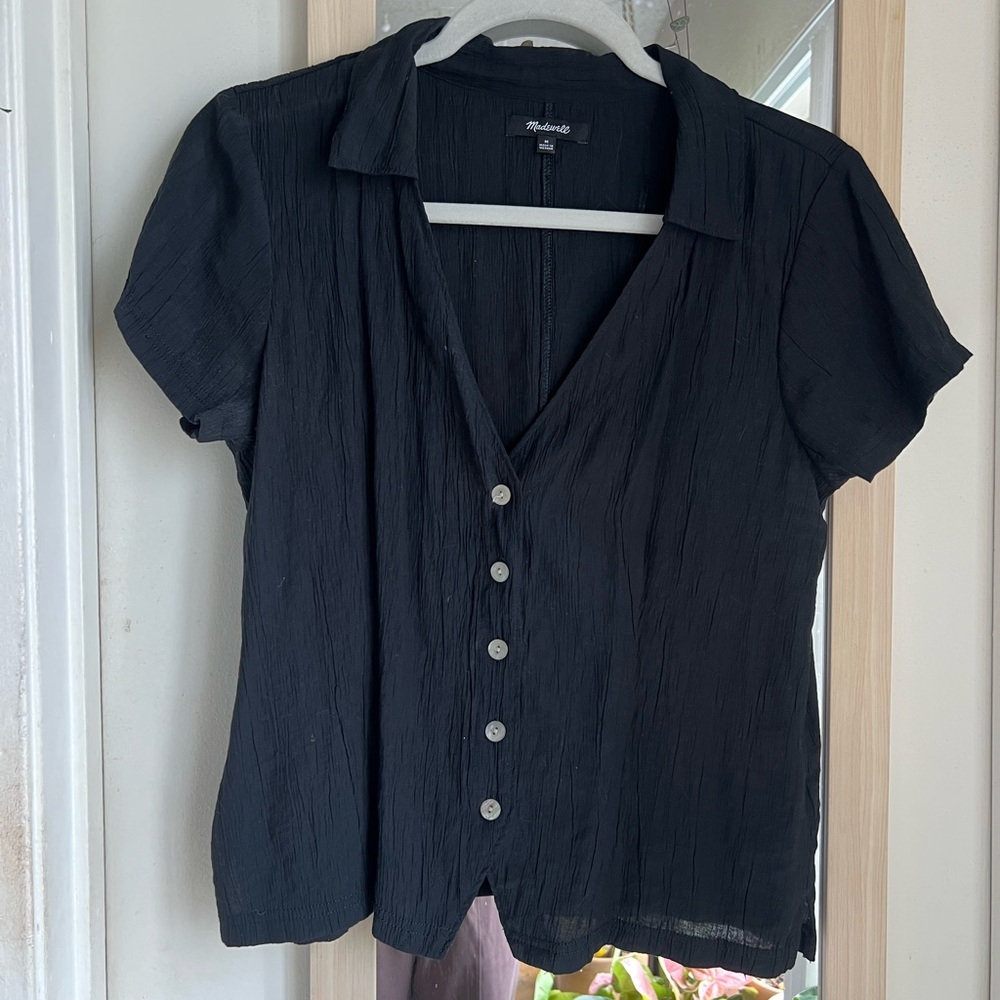 Madewell Crinkle Button Up Short Sleeve